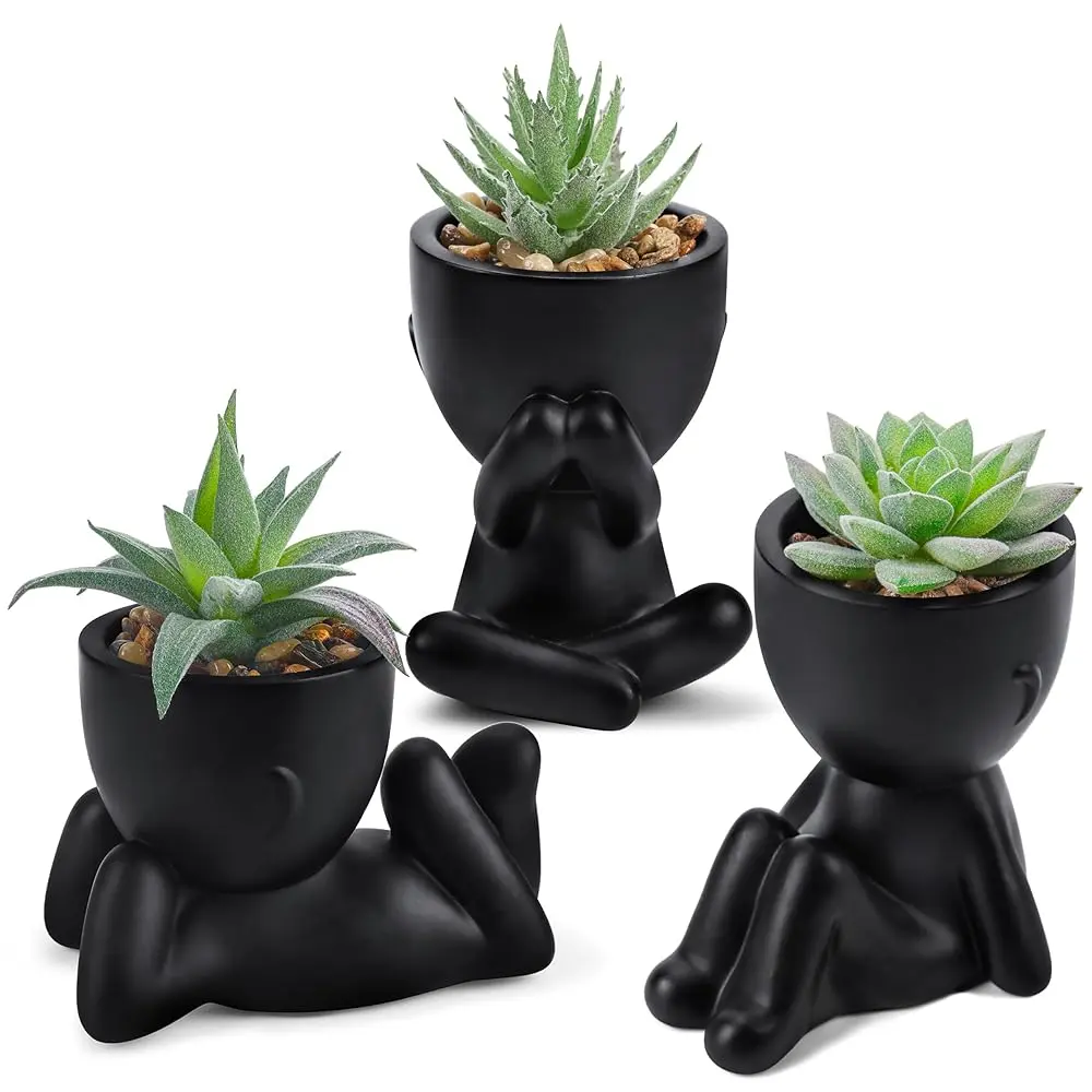 3 counts Fake Succulents Plants Artificial for Black Bathroom Bedroom Home Room Decor Aesthetic Indoor for College Dorm Desk, Apartment Shelf & New Home Moving Decor, summerwins Mid Year Sale,dorm essentials