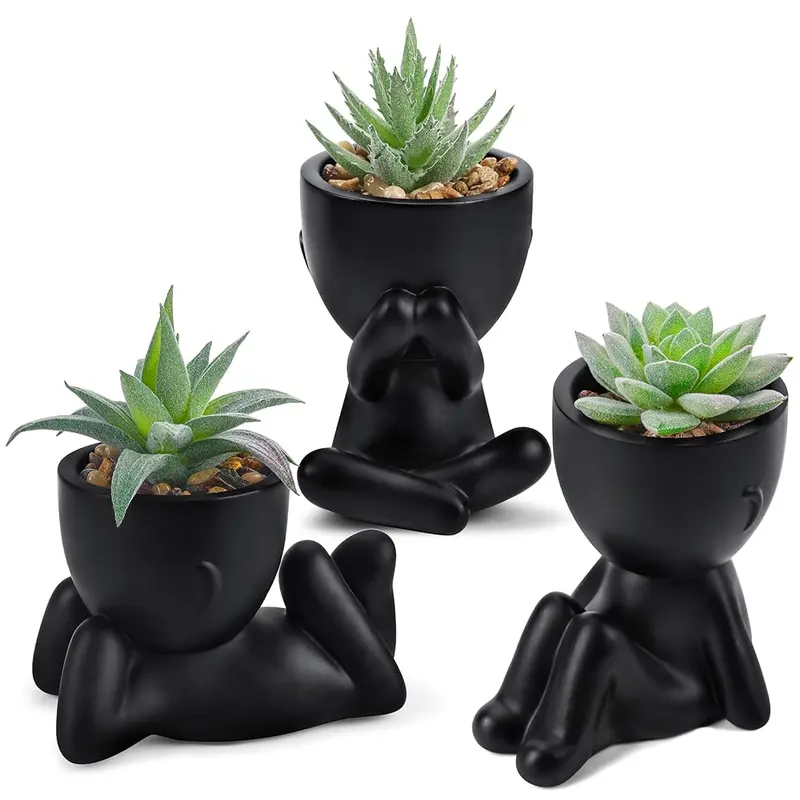 Der Rose 3-Count Flock-Textured Low-Care Plastic Fake Succulents - Decorative Ornaments, Unique Decor Home Accessory for Bedroom, Desk Stress Relief, Summerwins Mid Year Sale