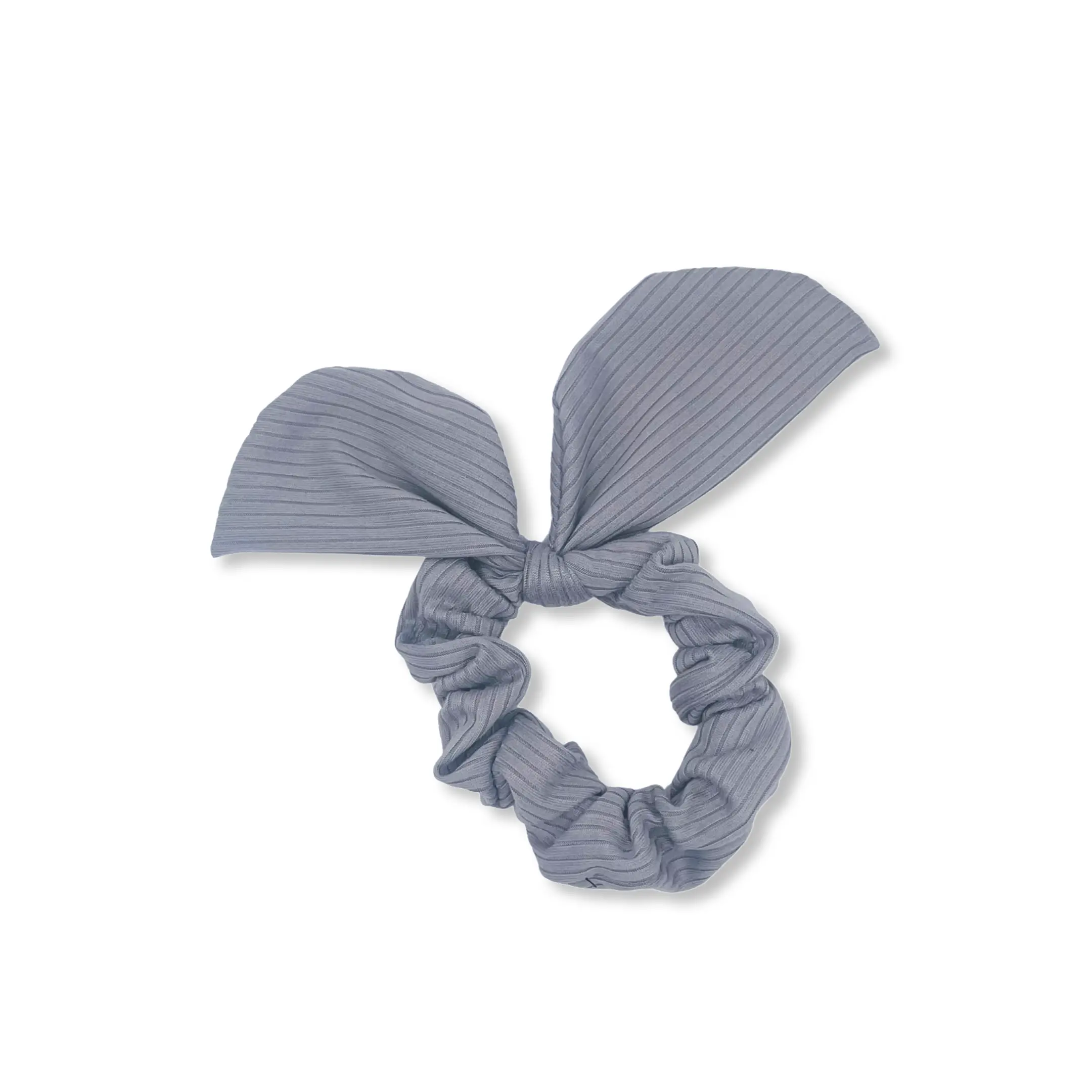 Grey Ribbed Scrunchie Bow