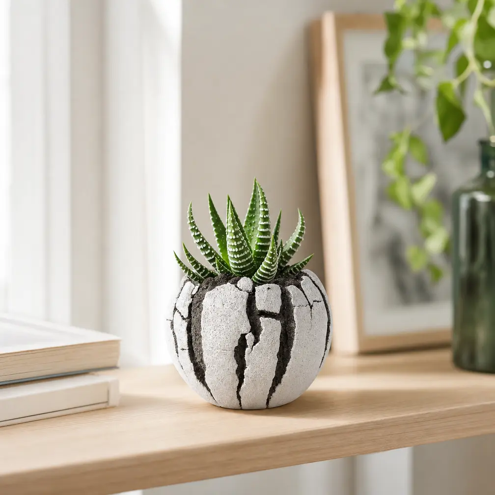 Handmade Cracked Eggshell Ceramic Succulent Planter Breathable Black Clay Root Plant Pot Small  Cactus & Bonsai Planter for Tiny Plants, Desks, or Creative Home Décor