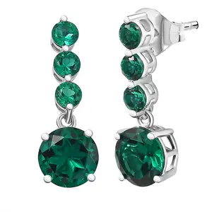AAA Luxuriant Lab Grown Emerald 2.89 ctw Earrings in 10K White Gold Christmas Gifts