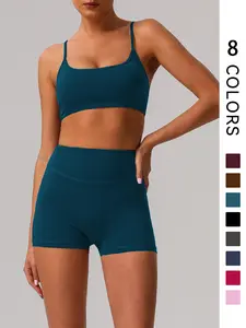 Women's Solid Color Fitness Sport Two-Piece Set, Sports Activewear Set, High Elastic Tank Top and High Waist Butt Lifting Shorts, Suitable for Gym and Outdoor Activities, Fitness Sport Outfits