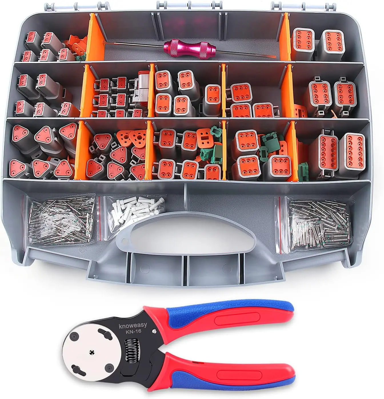 Knoweasy 338pcs DT Deutsch Connector Kit - 2/3/4/6/8/12 Pin Connectors