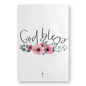 Begin Home Decor C1MP1218EO62DT 12 x 18 in. God Bless - Spiritual Quotes Metal Print Wall Art for Home Decor