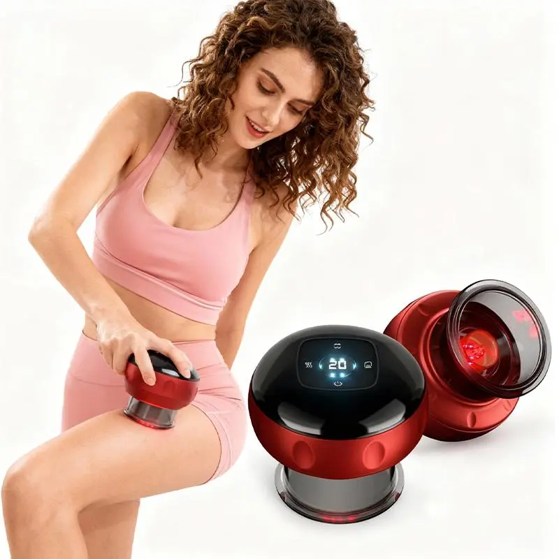 Intelligent electric soothing instrument, reddish, portable neck, shoulder and back muscle massage, automatic closing massager-muscle massager, back, neck and shoulder scraping massage tool, red hot compress cupping massage instrument.