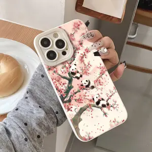 A mobile phone case with panda and cherry blossom patterns, TPU shockproof full protection case, suitable for iPhone 17/16/15/14/13/12/11 PRO MAX PLUS AIR E XS and PROMAX MINI, is an ideal gift for friends and family, MS2699
