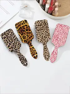 1pc Cross-Border Best-Selling Leopard Print Cushion Comb, Scalp Massaging Comb, Eco-Friendly Anti-Static Hair Styling Brush, Detangling Brush