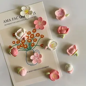 Flower Design Fridge Magnet, 12pcs/set Random Cute Mini Fridge Magnet, Decorative Refrigerator for Office Kitchen Home Decoration