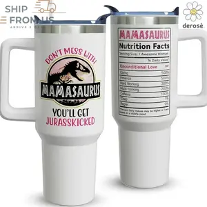 20oz 40oz Mamasaurus Funny Mom Tumbler With Handle Straw | Dinosaur Nutrition Facts Collage Stainless Steel Insulated Mug | Ultimate Mother's Day Gift for Mama, Viral TikTok Mama Dinosaur Merch Travel Cup 2026