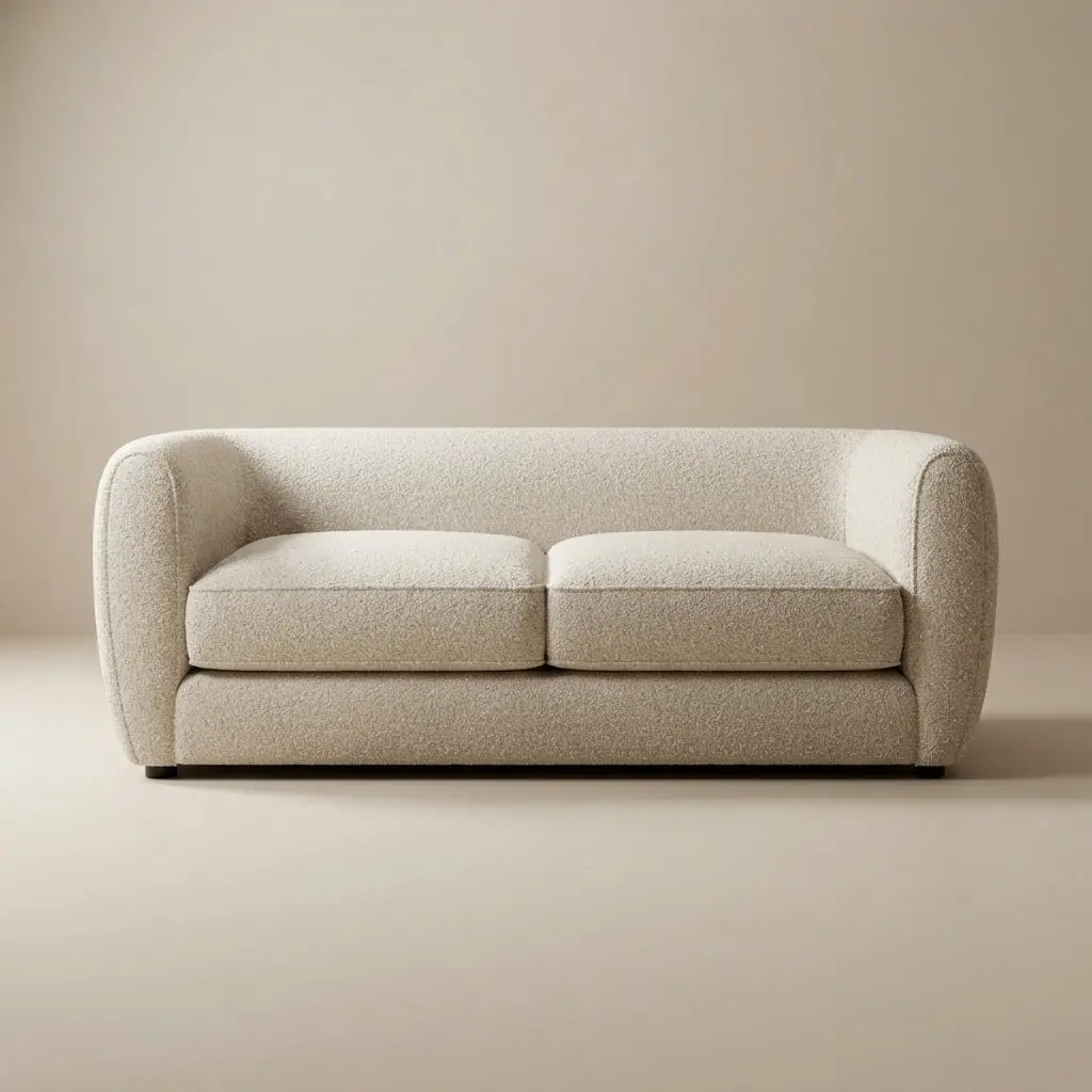 Verdal Contemporary Off-White Boucle Tuxedo Sofa with Kiln-Dried Hardwood Frame