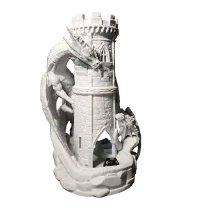 Twin Dragons Dice Tower. Drop your dice down the castle tower with two dragon guardians Durable