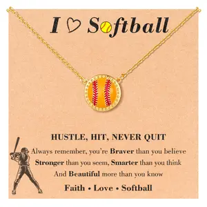 Softball Pendant Necklace Jewelry for Girls, Ideal for Birthday Christmas Players Team
