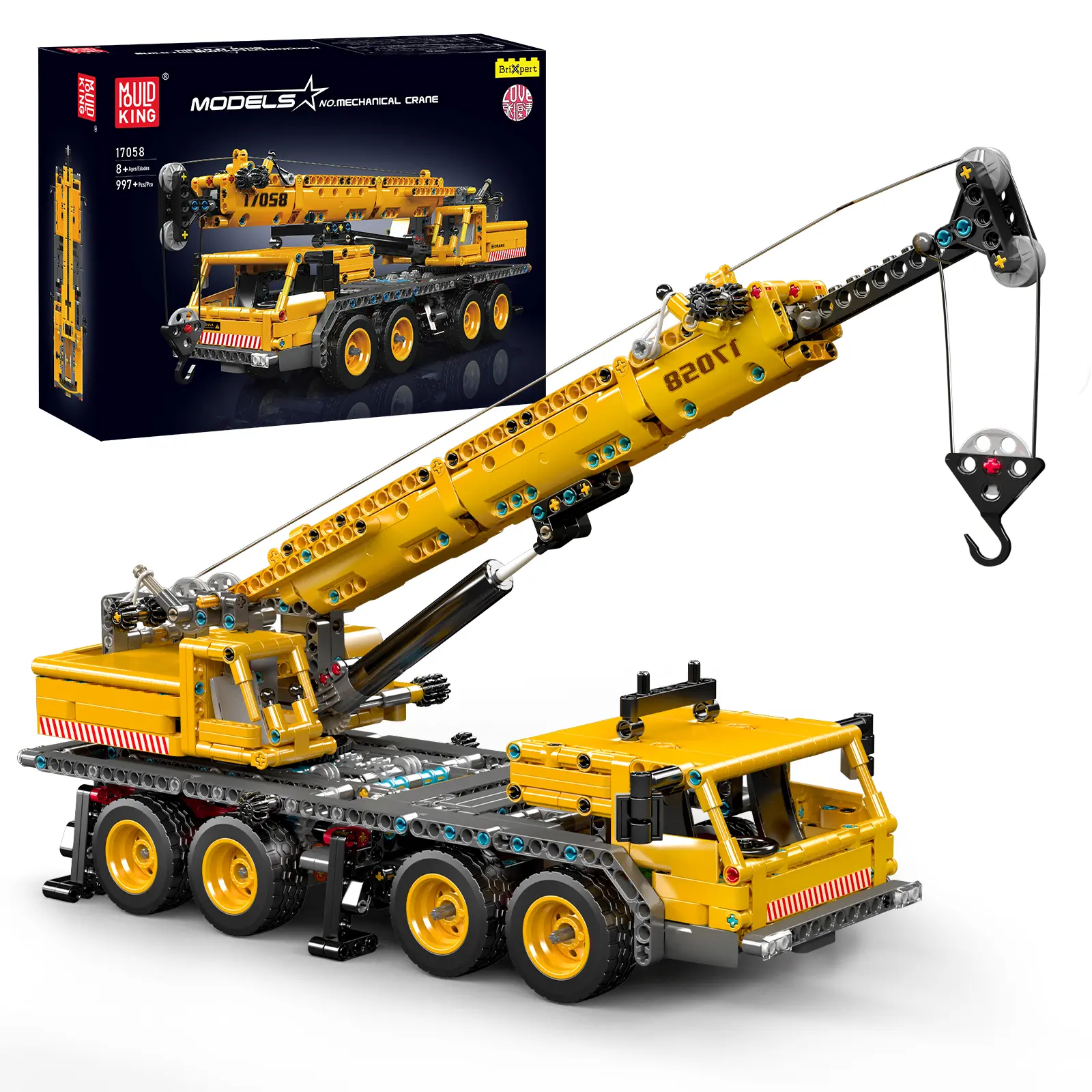Mould King 17058 Realistic Crane Interlocking Building Block Kit, 997-Piece Latex-Free ABS Material DIY Building Set, DIY Collectible Model with Detailed Instructions for Hands-On Fun