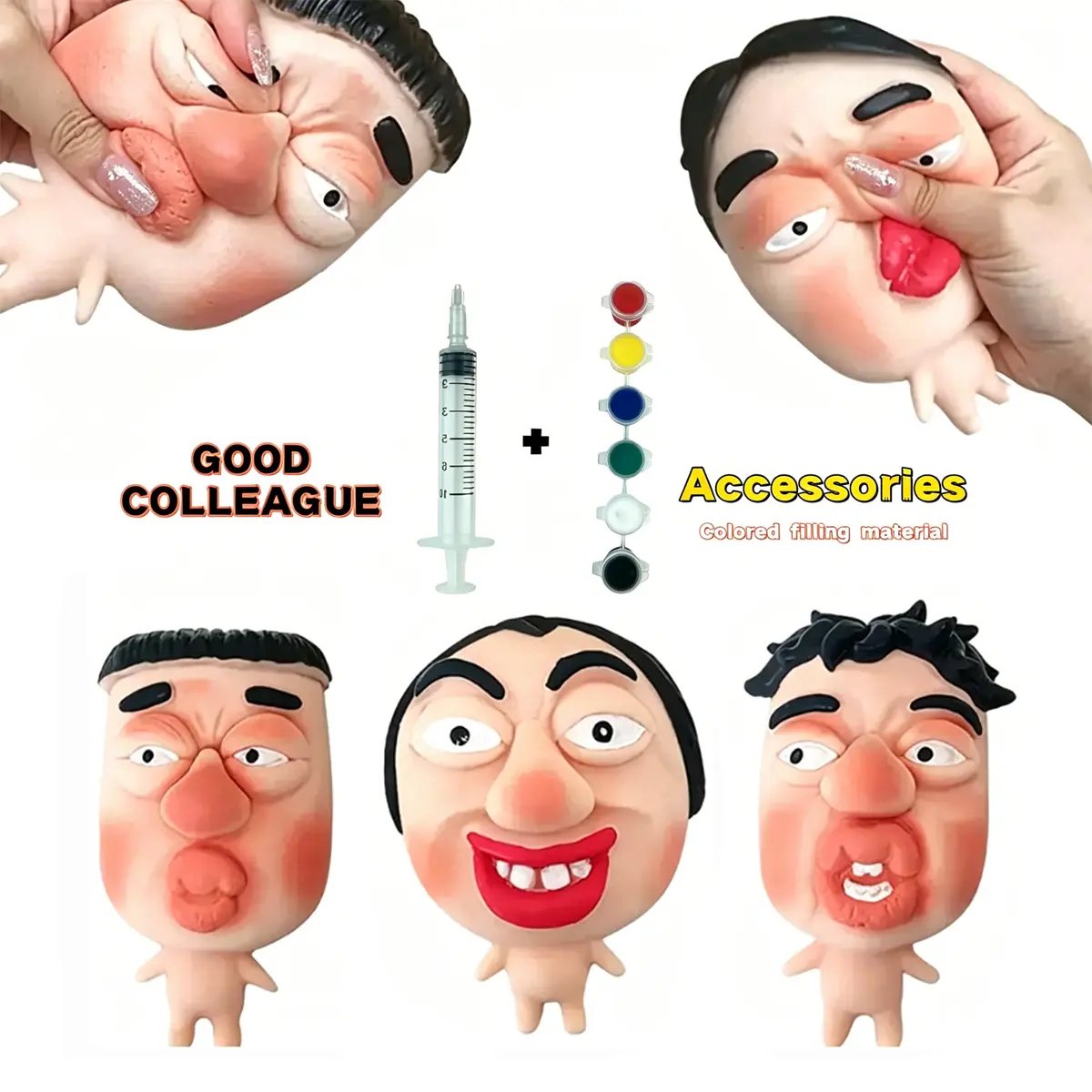 Summerwins Fidget Popping Pimple Squishy Toy - Squishies Fidgets Sensory Stress Reliever, Fast-Rebound Decompression Squeeze Balls, Non-Toxic Silicone, Durable Personalized Funny Faces Design, Pocket Stress Relief Unique Tools, Easter Valentine's Day Gift