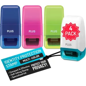 Guard Your ID Identity Protection Stamp Roller, Deluxe Multi-Color 4-Pack