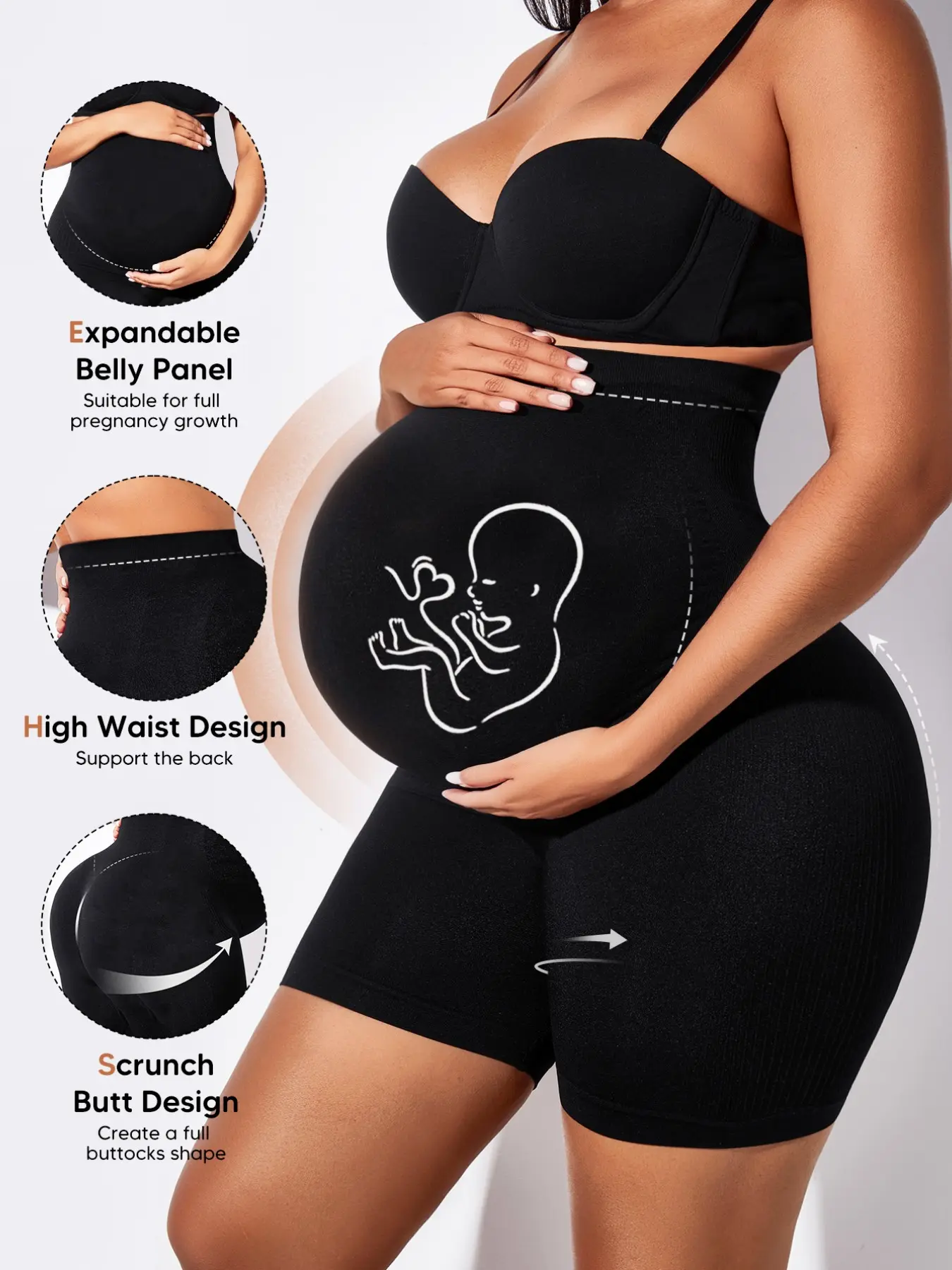 Pregnant Women Seamless Shorts, High Waist Butt Lifting Design, Comfortable Breathable Sporty Shorts, Maternity Workout Clothes, Pregnancy Clothes, Maternity Clothing, Ideal for Daily Wear or Home Use, Seamless Maternity Activewear