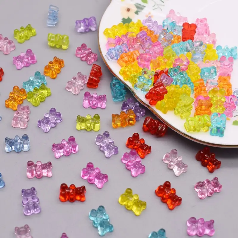 100pcs Transparent Acrylic Colorful Bear Beads, Wedding Birthday Party Gifts, Cute Table Decorations, Room Crafts, DIY Beading Accessories, DIY Jewelry Making Accessories