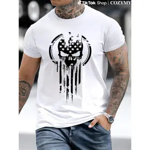 American Warrior T-Shirt - Casual Crew Neck, Short Sleeve, Lightweight Cotton Shirt, Fitted Design, Suitable for All Seasons - Menswear, Tops Streetwear Crewneck graphic tees