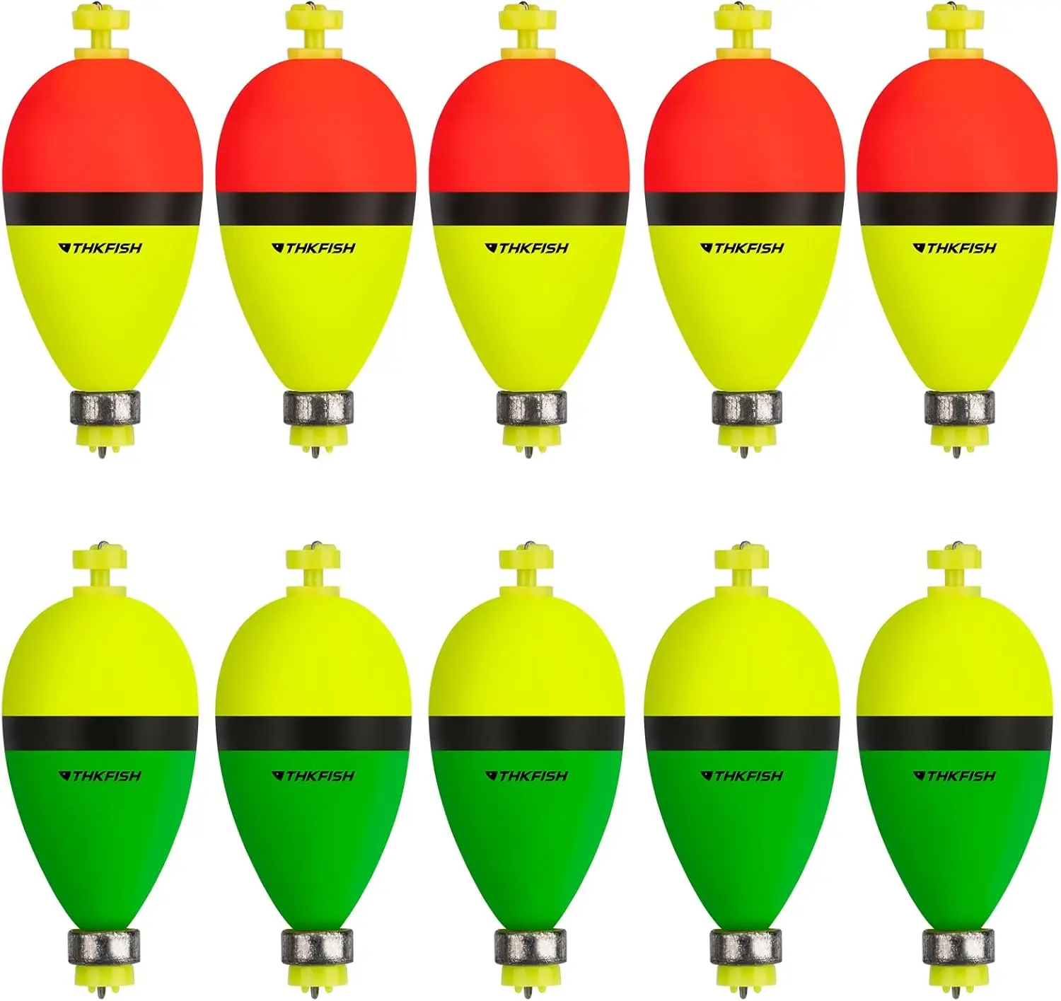 10-Pack Weighted Slip Bobber Fishing Float Rig - Built-in Lead Weight for Easy Casting, Line Secure, Accurate in Wind, Fast Water Entry, High-Visibility Durable Foam, Multi-Size (1/1.5/2 in) for Bass Fishing Supplies, Outdoor Fishing Supplies