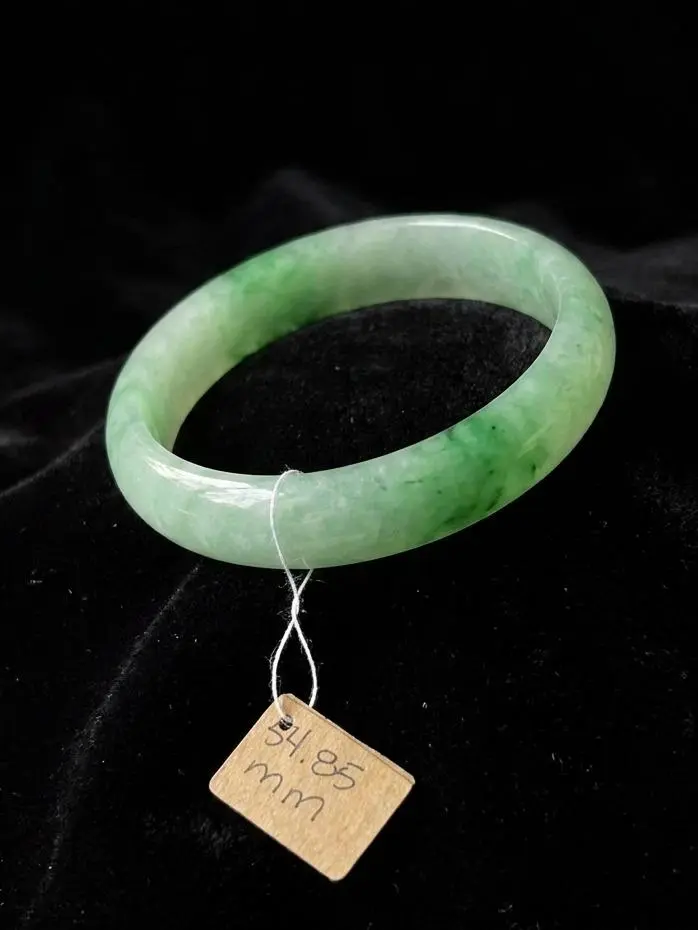 Authentic Natural Apple Green Jade Bangle 54.85mm – Classic Smooth Jade Bracelet