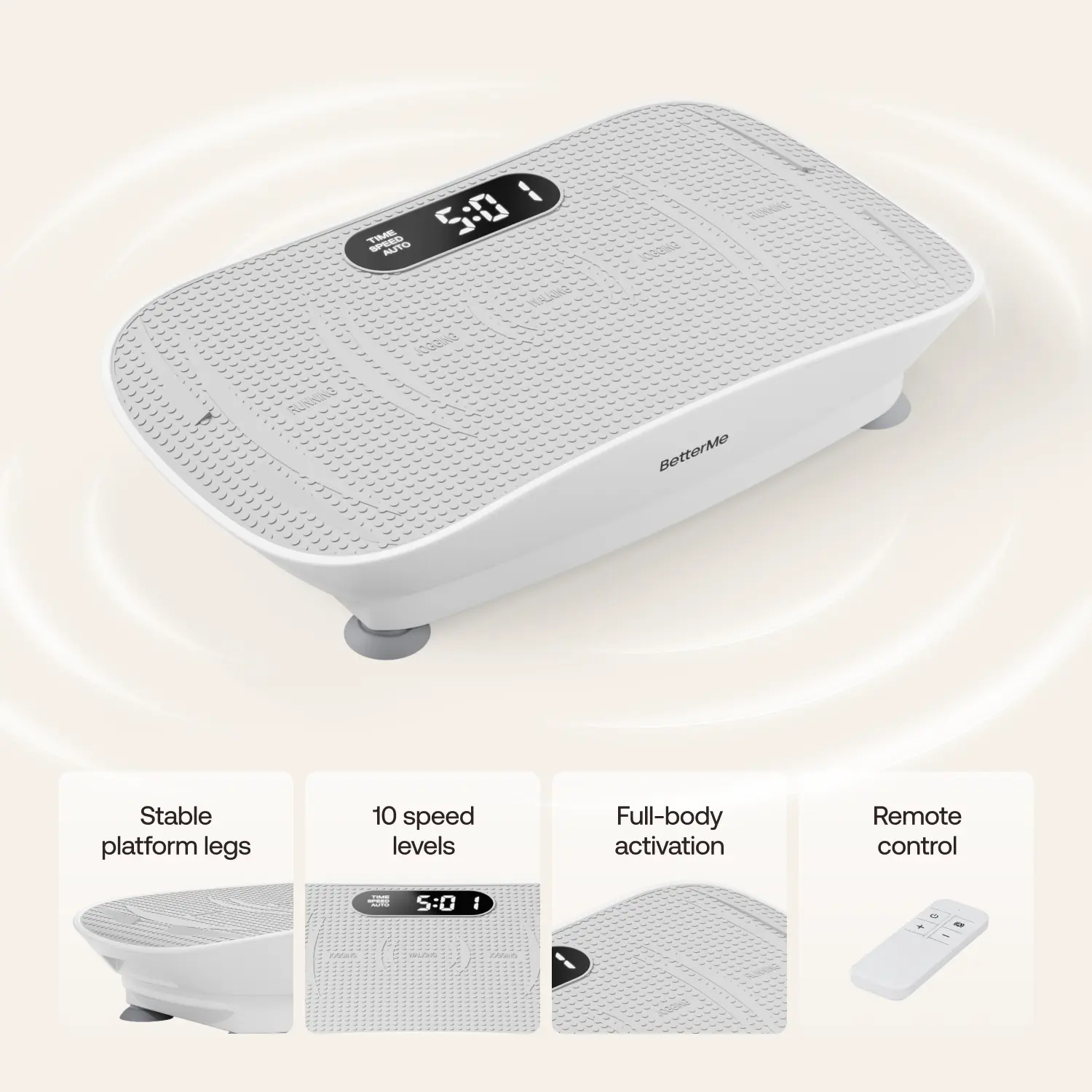 BetterMe Vibration Plate for Home Gym, Whole Body Vibration Platform with Remote, 99 Speed Levels & Anti-Slip Surface for Full-Body Training BetterMe Vibration Plate for Home Gym, Whole Body Vibration Platform with Remote, 99 Speed Levels & Anti-Slip Surface for Full-Body Training