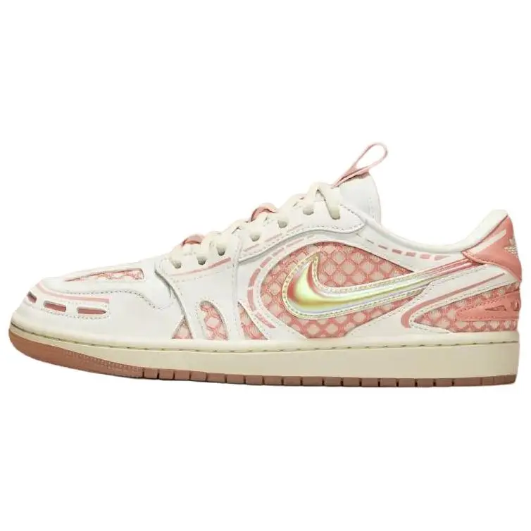 Jordan Air 1 Abrasion Resistant Low Top Vintage Basketball Shoes Women's Pink White Retro Versatile Comfort HQ2186-180