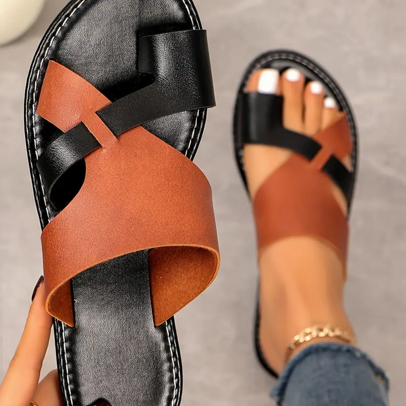 Women's Open-Toe Sandals, Summer Fashion Outdoor Beach Casual Shoes, Slip-On Design, Comfortable Breathable, Multiple Vintage Colors Available, Fashionable Casual Sandals