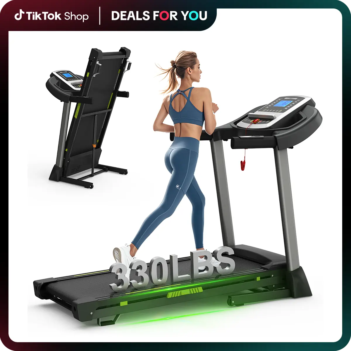 FYC Treadmills with Carbon Steel Frame, Compact Incline Design for Cardio at Home, 3.5HP Silent Motor & 12 Programs, 330lbs Max Capacity, Adjustable, Intense Workouts, Compact Fold, Folding Treadmill, Running, Home Gym, Foldable, 3.5Hp Power, 330 Pounds