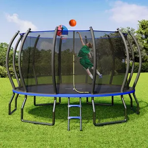 VanAcc 8FT 10FT 12FT 15FT 14FT 16FT Outdoor Trampoline with Enclosure Net and Ladder, Recreational Trampolines for Kids and Adults, Quick Connect Frame, ASTM Approval