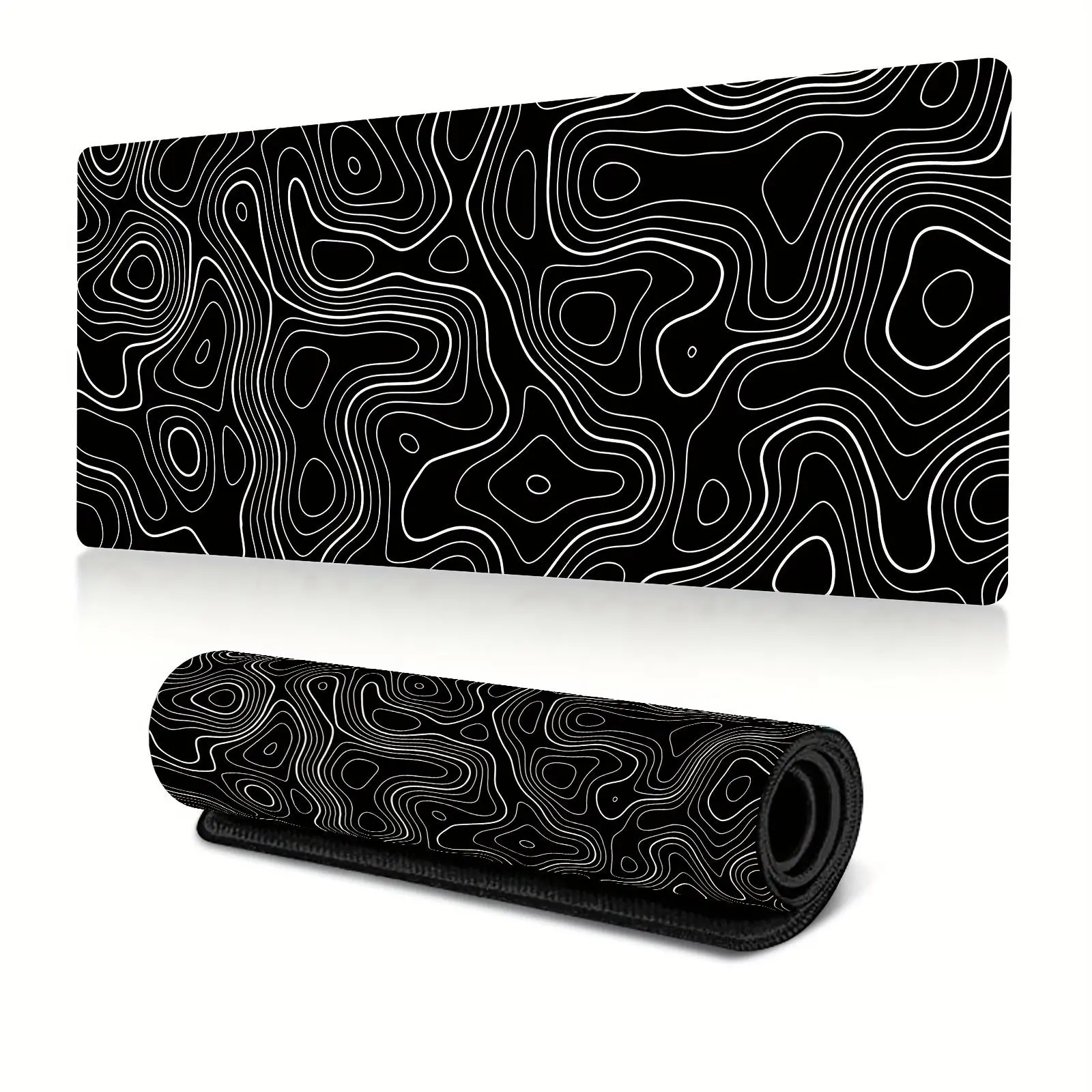 Line Pattern Cozy Gaming Mouse Pad, Large Non-Slip Desk Mat with Stitched Edge, Mouse & Keyboard Mat for Home Office