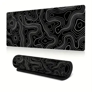 Line Pattern Cozy Gaming Mouse Pad, Large Size Mouse & Keyboard Mat with Stitched Edge, Non-slip Desk Mat for Home Office, Non Slip Mousepad