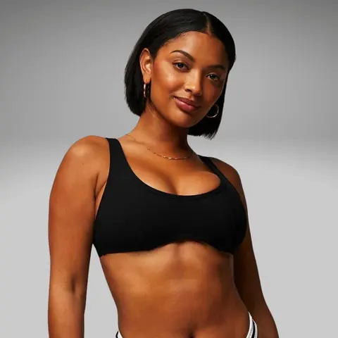 Fabletics Women's Sunset Chic Scoop Neckline Swimming Clothing - High Compression, Shape-Hold Rib Bikini Swim Top