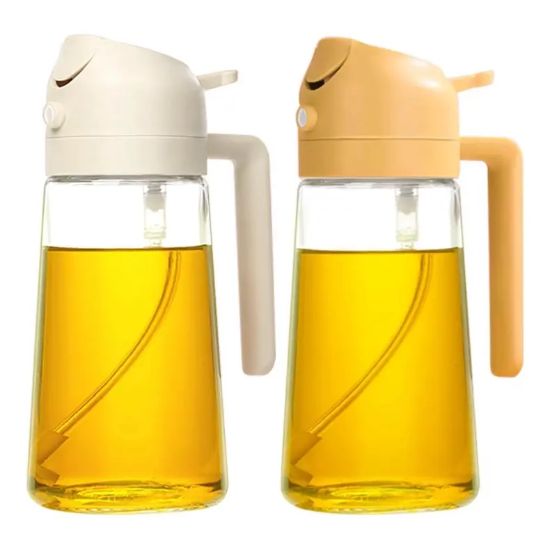 Dual-Use Olive Oil Dispenser Set with Easy Pour Spout Durable Plastic Construction for Kitchen Use Utensils 1 Pack Edible Oil Spray Pot 2-in-1 Sprayer