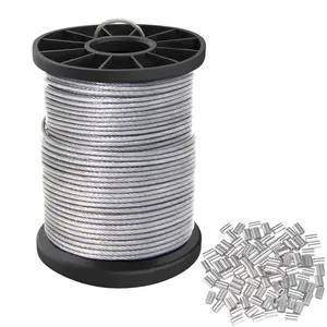 Vinyl Coated Picture Hanging Wire 1.5Mm up to 150Lbs,100 Feet(30.5M) Stainless Steel Picture Wire Spool with 40Pcs Aluminum Crimping Sleeves,Heavy Wire for Hanging Picture Frame,Artwork,String Light Cerpourt