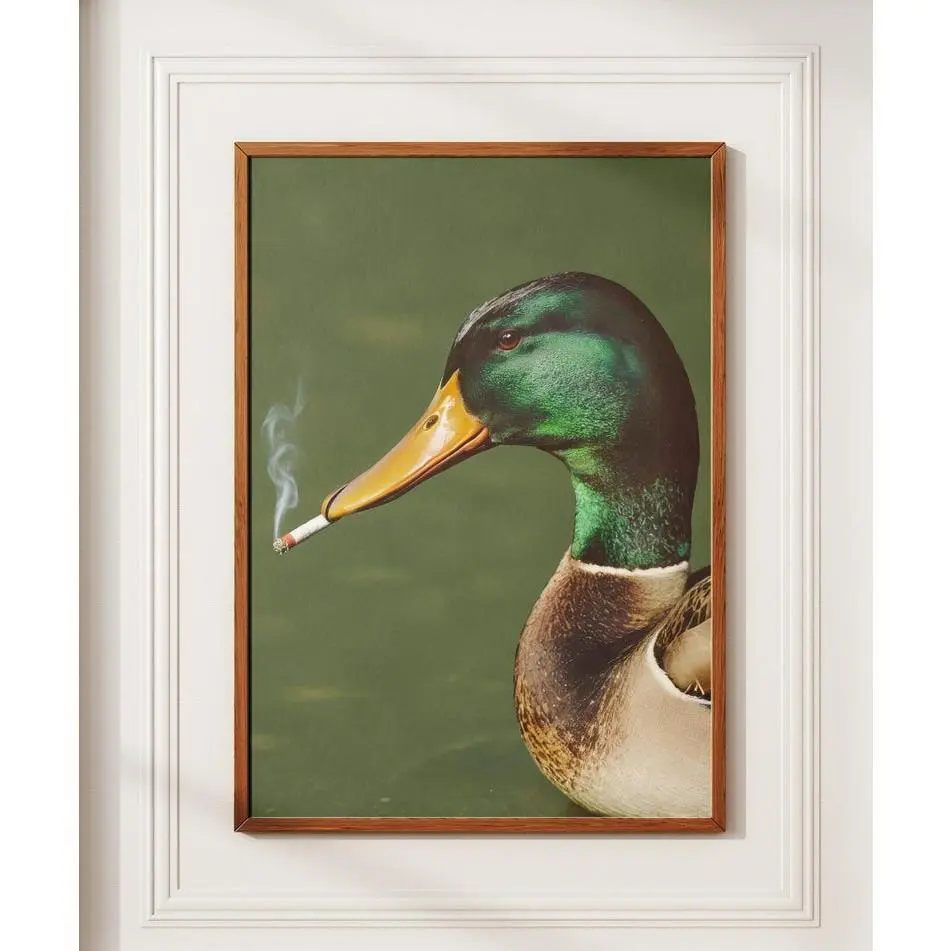 Mallard Smoking A Cigarette Vintage Poster Art Funny Duck Retro