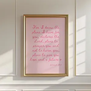 Modern Christian Art, Christian Wall Art Scripture, Christian Quote Art Print, Jeremiah 29:11, Cute Bible Verse Print