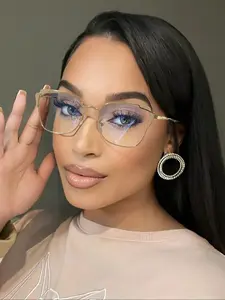 Women's Metal Frame Square Glasses, Simple Design, Casual Fashion, Daily Wear, Office Style, Trendy Frames, Stylish Square Frames, All Seasons Wear