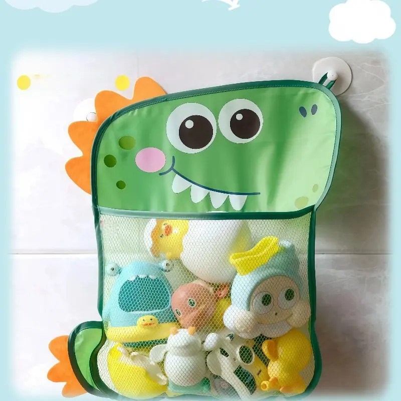 Cute Animal Design Mesh Bag Organizer, 1 Count Hanging Mesh Bathtub Toy Holder, Bath Toy Organizer with Suction Cup for Baby Bathroom, Storage Bag, Multi Purpose Storage, Household Organiser