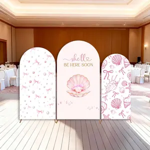 15-day Delivery She‘ll Be Here Soon Baby Shower Backdrop Arch Cover Pink Pearl Seashell Coastal Girls Party Summer