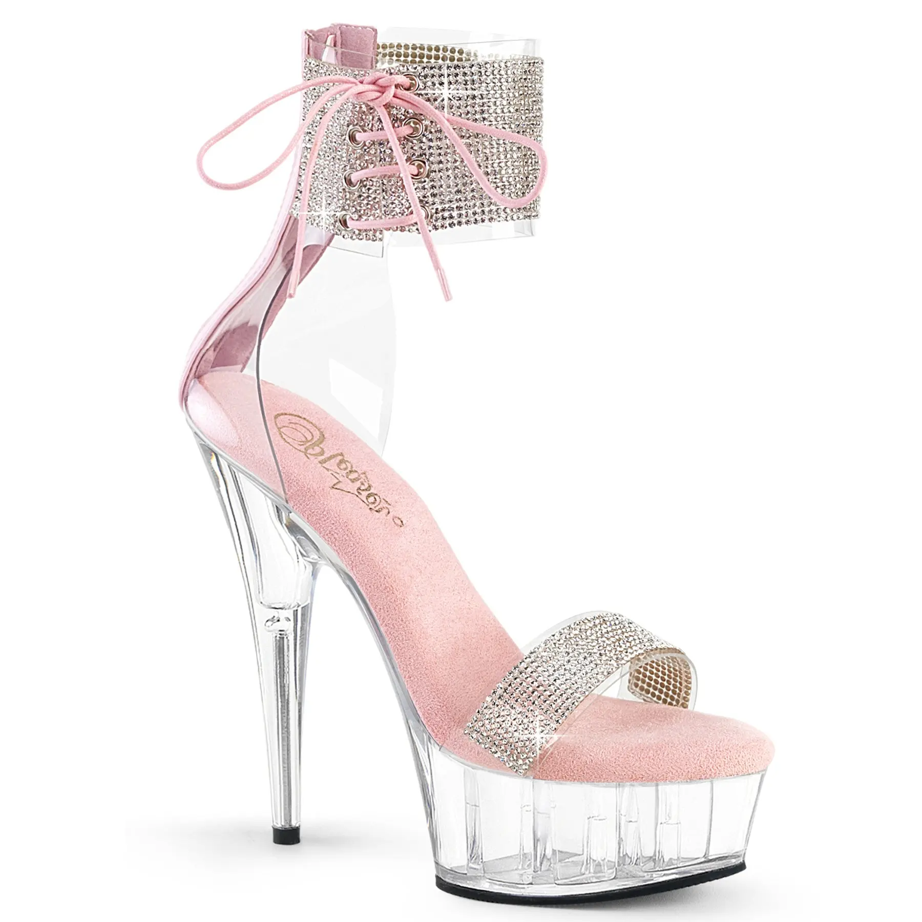 6 Inch Heel DELIGHT-627RS Clear Baby Pink High Heels Stylish