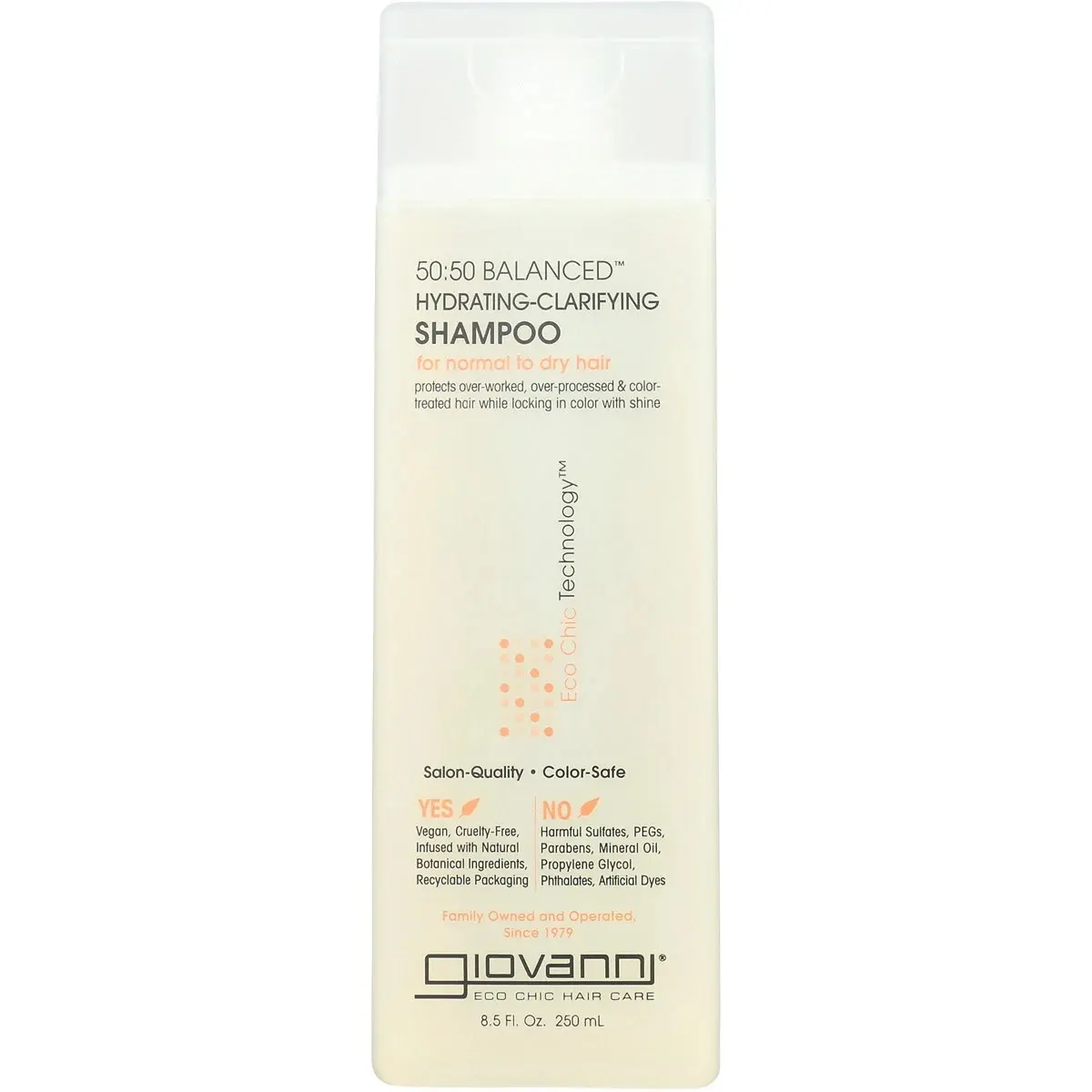 Giovanni 50:50 Balanced Shampoo 8.5 Oz Moisturizing Color Protection Daily Shine for Normal to Dry Hair with Organic Botanicals Eco Chic Technology