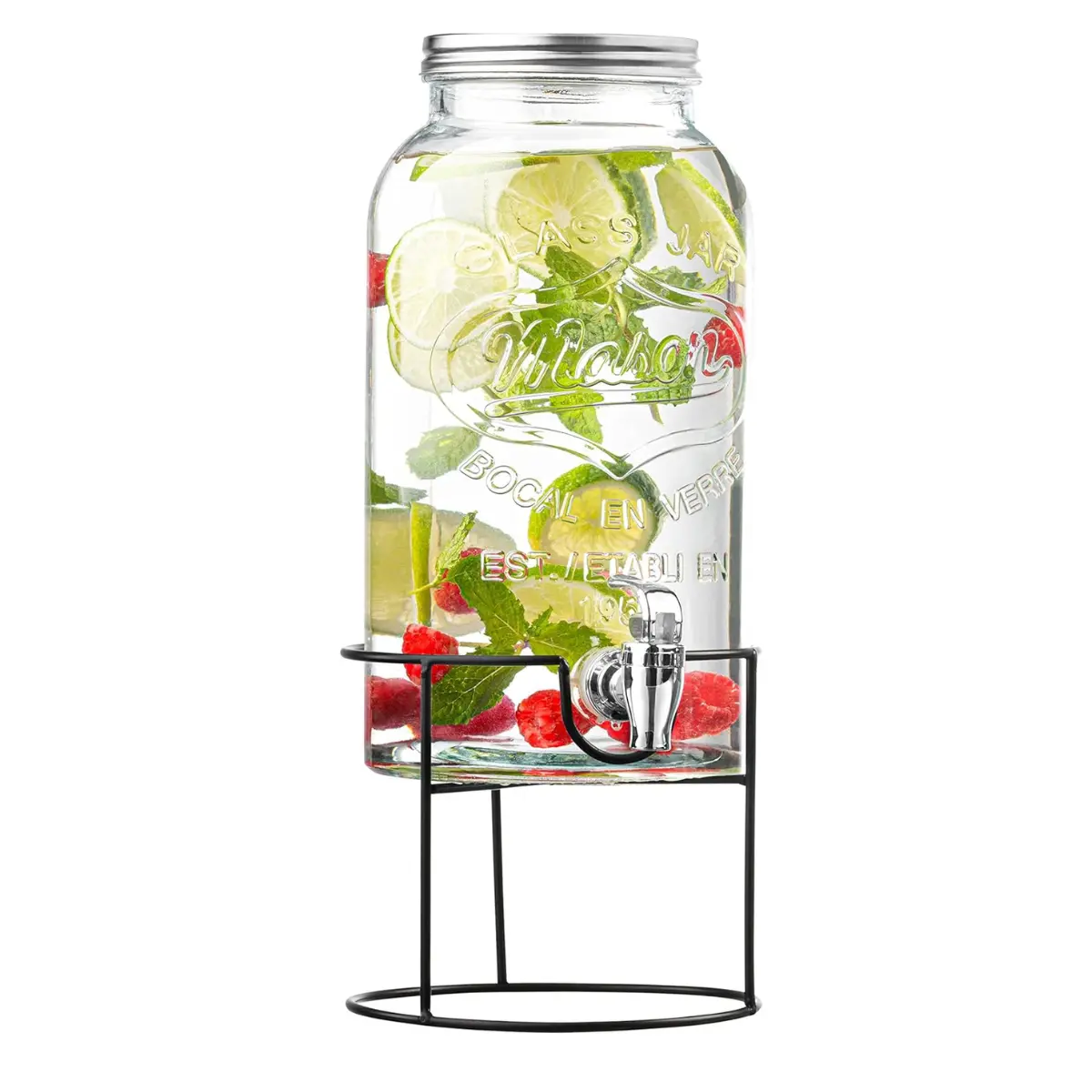 Royalty Art Mason Jar Drink Dispenser with Stand | 1 Gallon, Easy-Pour Spigot