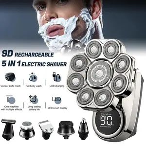 5-in-1 Men's Electric Shaver For Men Shaving Machine Beard Trimmer 9D Floating Blade Washable LED Display  USB Recharge Hair Cutting Machine for Home