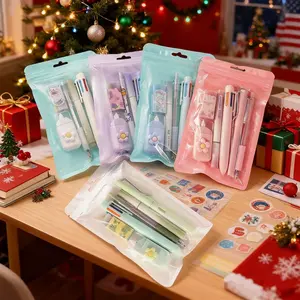 A 6-piece stationery set, Desk supplies set, including gel pens, erasers, six-color ballpoint pens and multi-functional writing tools, is the perfect office, study and school supplies and is suitable as a Christmas gift