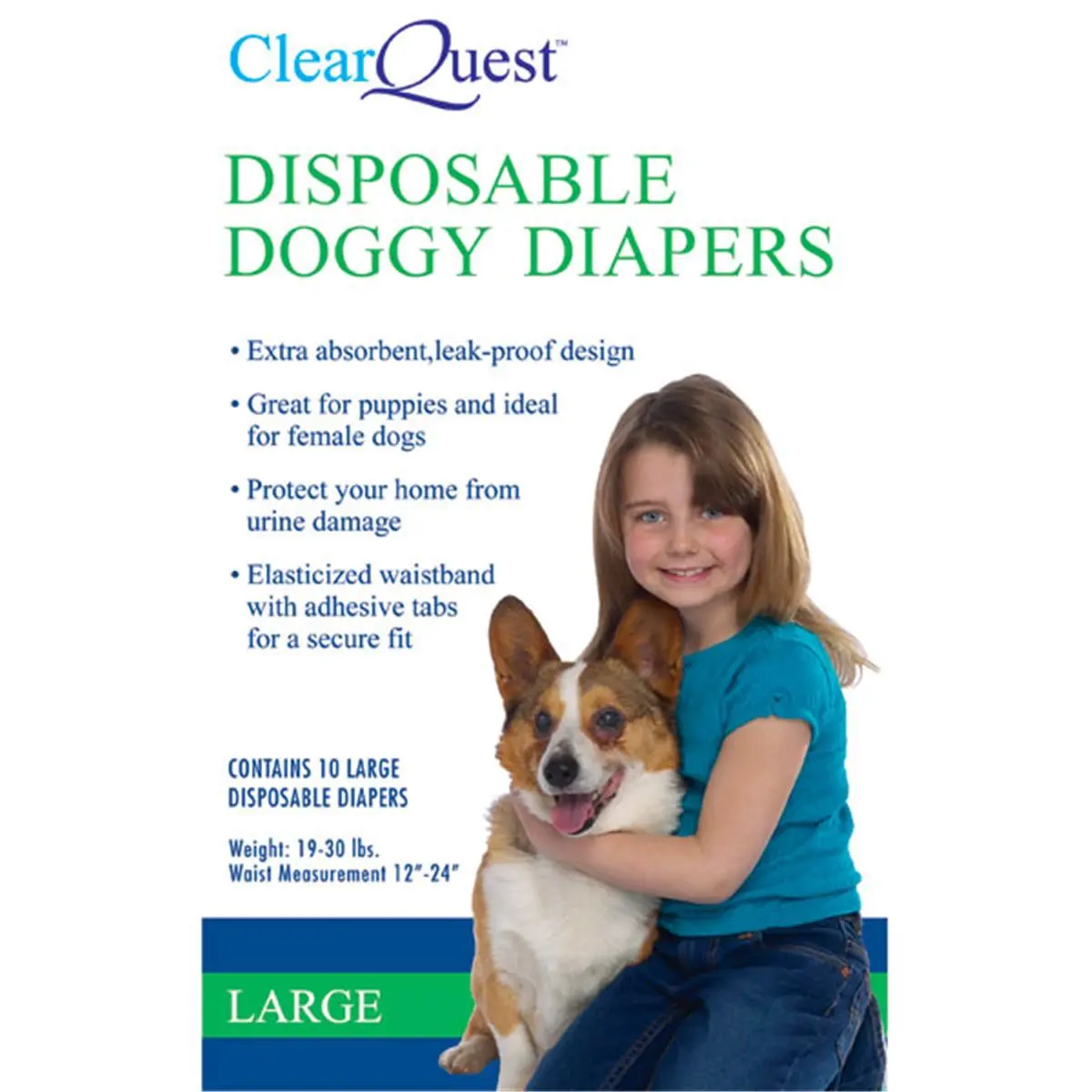 ClearQuest Disposable Doggy Diapers Lrg