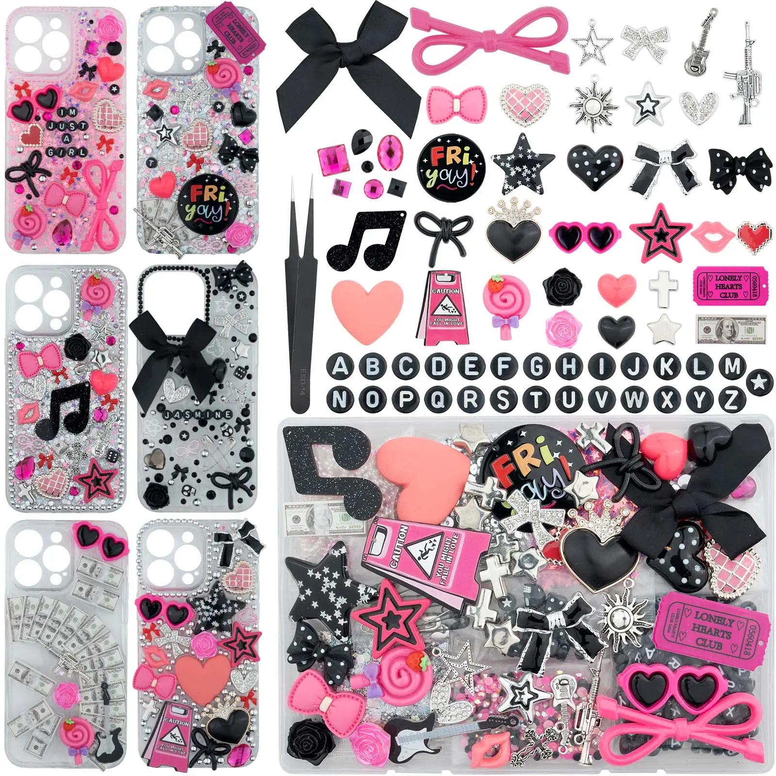 1050 Pcs Nail Charms & Beads Kit, Kawaii Assortment with Flatback Pearls for DIY Smartphone & Cellphone Casing Decoration