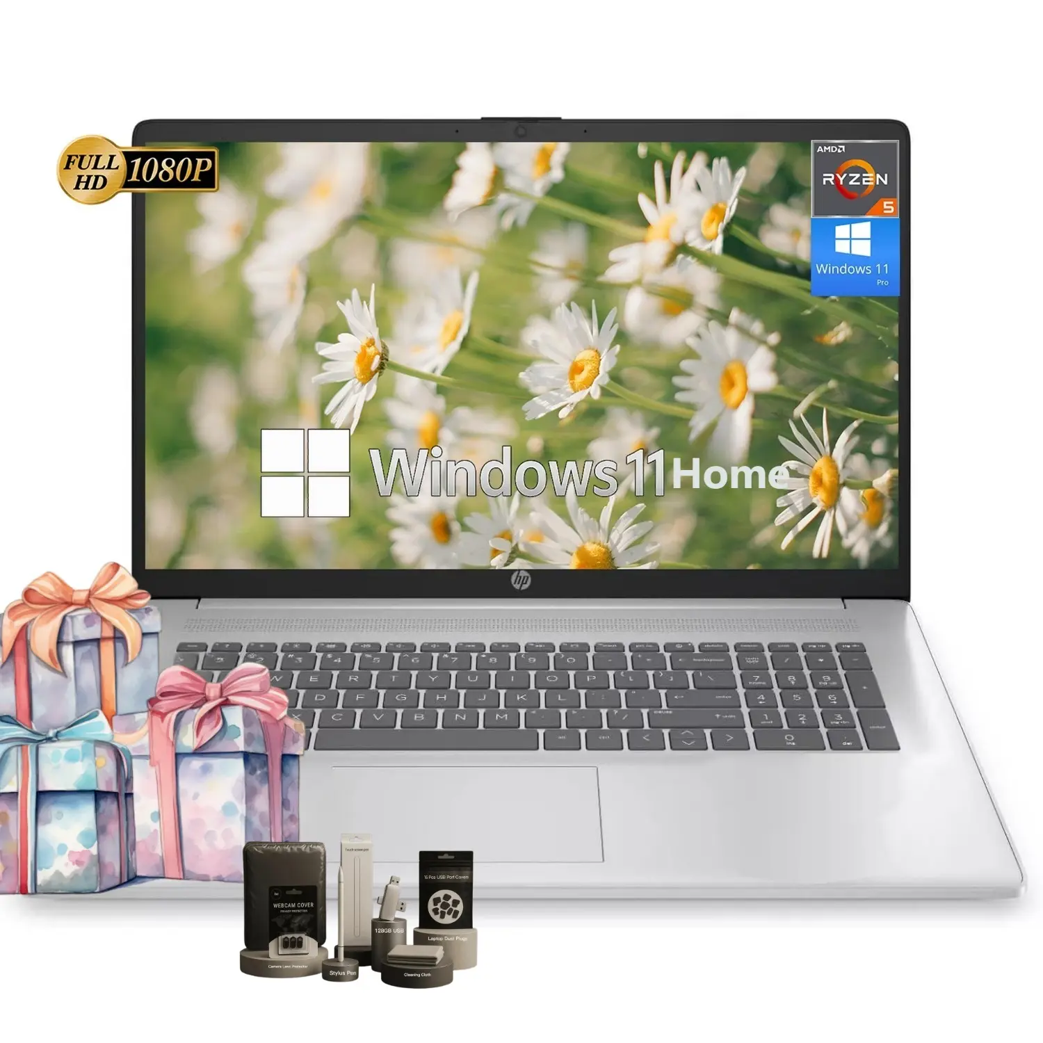 HP 17.3" Student&Business Laptop | Copilot AI | Ryzen 5 7430U | 32GB RAM | 512GB SSD | Win11 Home | Numeric Keyboard | Type-C | Bundle Accessory