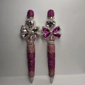 Decked Out Pens with Sparkling Bow and Heart Design in Gradient Glitter Finish-sold individually