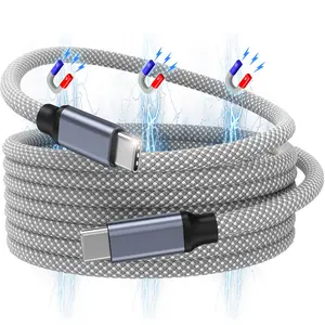 240W Magnetic Charging Cable, Type-C to Type-C Fast Charge Cable, Dual USB Port Durable Magnetic Charger Data Cord, Usb C Powered