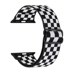 Checkerboard Pattern Nylon Watch Band (Band Only), Smart Watch Strap, Fashionable Watch Band for Women & Men, Wearable Accessories Compatible with Apple Watch Series